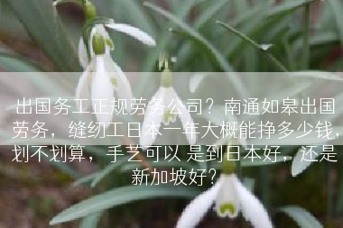 出国务工正规劳务公司？南通如皋出国劳务，缝纫工日本一年大概能挣多少钱，划不划算，手艺可以 是到日本好，还是新加坡好？