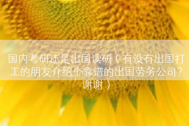 国内考研还是出国读研（有没有出国打工的朋友介绍个靠谱的出国劳务公司？谢谢）