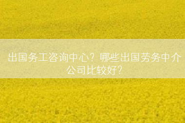 出国务工咨询中心？哪些出国劳务中介公司比较好？