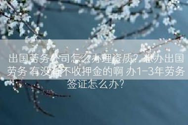 出国劳务公司怎么办理资质？想办出国劳务 有没有不收押金的啊 办1-3年劳务签证怎么办？