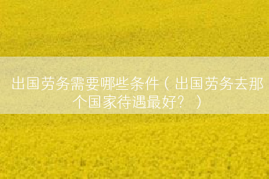 出国劳务需要哪些条件（出国劳务去那个国家待遇最好？）