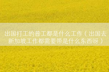 出国打工的普工都是什么工作（出国去新加坡工作都需要带是什么东西呀）