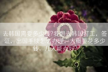 去韩国需要多少钱?我想去韩国打工，签证，出国手续怎么办理，大概要花多少钱，几天能办好?