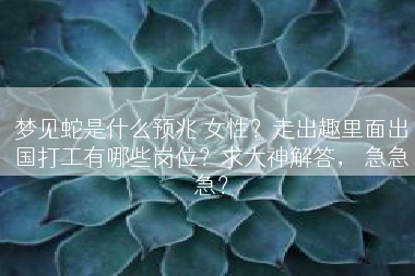 梦见蛇是什么预兆 女性？走出趣里面出国打工有哪些岗位？求大神解答， 急急急？