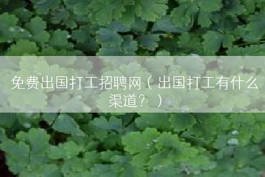 免费出国打工招聘网（出国打工有什么渠道？）