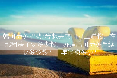 韩国劳务招聘?我想去韩国打工赚钱，在那租房子要多少钱，办理出国劳务手续要多少钱？一年能赚多少?