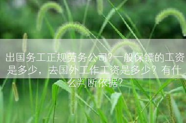 出国务工正规劳务公司?一般保镖的工资是多少，去国外工作工资是多少？有什么判断依据?