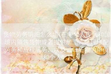 货物劳务明细怎么填(在中华人民共和国境内销售货物或者提供加工、修理修配劳务和应税服务，以及进口货物的单位和个人...)