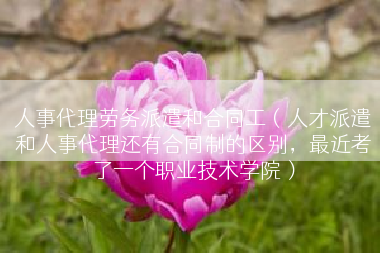 人事代理劳务派遣和合同工（人才派遣和人事代理还有合同制的区别，最近考了一个职业技术学院）