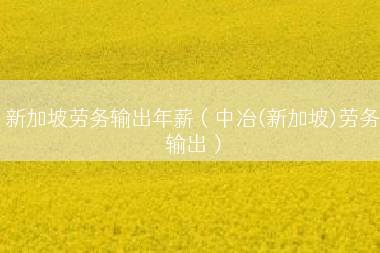 新加坡劳务输出年薪（中冶(新加坡)劳务输出）