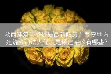 陕西建筑劳务资质最新政策？西安地方建筑公司法人代表是杨建军的有哪些？