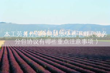 木工劳务分包合同范本免费下载（劳务分包协议有哪些重点注意事项）