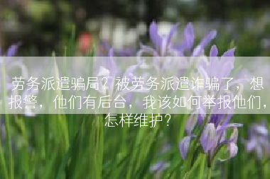 劳务派遣骗局？被劳务派遣诈骗了，想报警，他们有后台，我该如何举报他们，怎样维护？