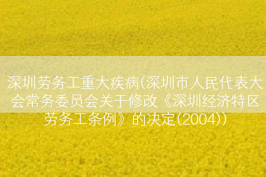 深圳劳务工重大疾病(深圳市人民代表大会常务委员会关于修改《深圳经济特区劳务工条例》的决定(2004))