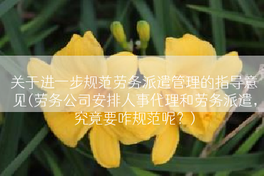 关于进一步规范劳务派遣管理的指导意见(劳务公司安排人事代理和劳务派遣，究竟要咋规范呢？)