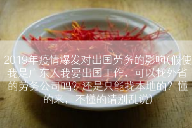 2019年疫情爆发对出国劳务的影响(假使我是广东人我要出国工作，可以找外省的劳务公司吗？还是只能找本地的？懂的来，不懂的请别乱说)