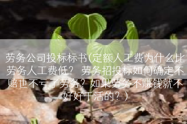 劳务公司投标标书(定额人工费为什么比劳务人工费低？ 劳务招投标如何确定不赔也不亏了劳务？如果劳务不赚钱就不好好干活的？)