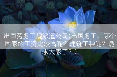 出国劳务正规派遣公司(出国务工，哪个国家的工资比较高呢？建筑工种呢？跪求大家了？)