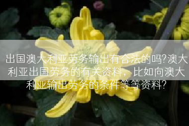 出国澳大利亚劳务输出有合法的吗?澳大利亚出国劳务的有关资料，比如向澳大利亚输出劳务的条件等等资料?