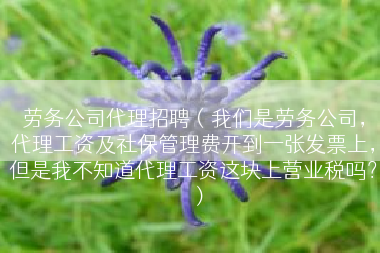 劳务公司代理招聘（我们是劳务公司，代理工资及社保管理费开到一张发票上，但是我不知道代理工资这块上营业税吗？）