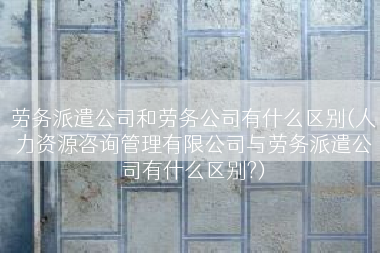 劳务派遣公司和劳务公司有什么区别(人力资源咨询管理有限公司与劳务派遣公司有什么区别?)
