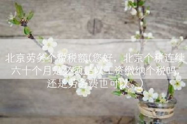 北京劳务个税税额(您好，北京个税连续六十个月是必须是以工资缴纳个税吗，还是劳务费也可以。)