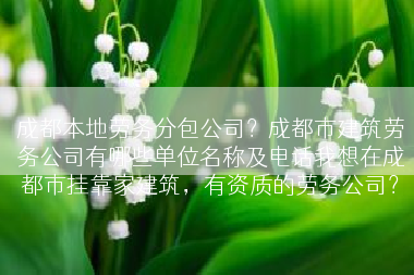成都本地劳务分包公司？成都市建筑劳务公司有哪些单位名称及电话我想在成都市挂靠家建筑，有资质的劳务公司？