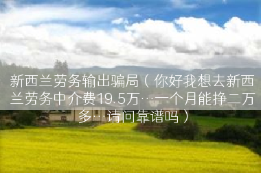 新西兰劳务输出骗局（你好我想去新西兰劳务中介费19.5万…一个月能挣二万多…请问靠谱吗）