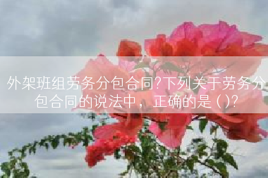外架班组劳务分包合同?下列关于劳务分包合同的说法中，正确的是 ( )?
