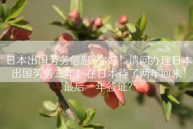日本出国劳务信息?你好！请问办理日本出国劳务三年！在日本待了两年回来！最后一年签证?