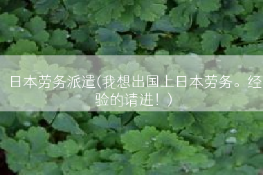 日本劳务派遣(我想出国上日本劳务。经验的请进！)