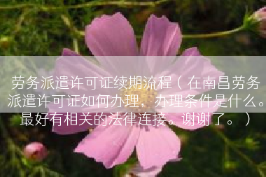 劳务派遣许可证续期流程（在南昌劳务派遣许可证如何办理，办理条件是什么。最好有相关的法律连接。谢谢了。）