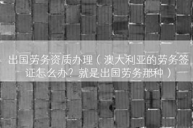 出国劳务资质办理（澳大利亚的劳务签证怎么办？就是出国劳务那种）
