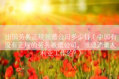 出国劳务正规派遣公司多少钱（中国有没有正规的劳务派遣公司，派遣到澳大利亚工作的?）