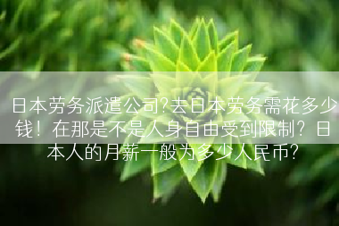日本劳务派遣公司?去日本劳务需花多少钱！在那是不是人身自由受到限制？日本人的月薪一般为多少人民币?