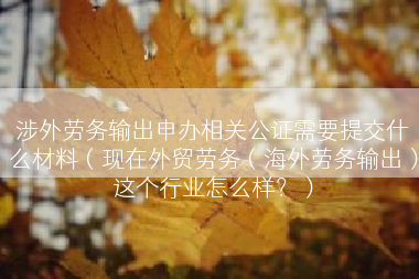 涉外劳务输出申办相关公证需要提交什么材料（现在外贸劳务（海外劳务输出）这个行业怎么样？）