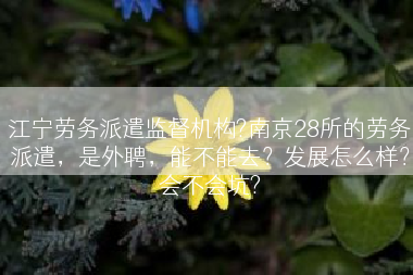 江宁劳务派遣监督机构?南京28所的劳务派遣，是外聘，能不能去？发展怎么样？会不会坑?