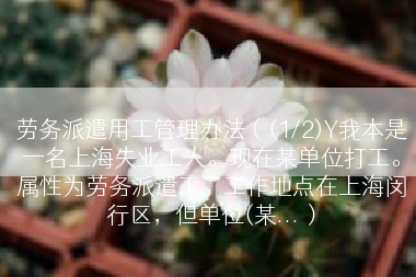 劳务派遣用工管理办法（(1/2)Y我本是一名上海失业工人。现在某单位打工。属性为劳务派遣工。工作地点在上海闵行区，但单位(某...）