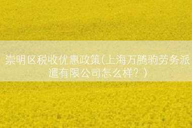 崇明区税收优惠政策(上海万腾驹劳务派遣有限公司怎么样？)