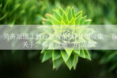 劳务派遣工暂行管理条例?我想收集一下关于“劳务派遣”的法条?
