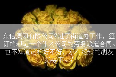 东信集团有限公司?进了街道办工作，签订的却是一个什么公司的劳务派遣合同。也不知道这样好不好，求有经验的朋友指导下。?