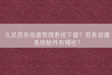 久灵劳务派遣管理系统下载？劳务派遣系统软件有哪些？