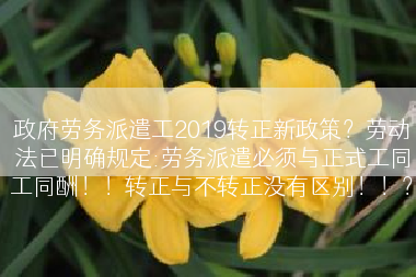政府劳务派遣工2019转正新政策？劳动法已明确规定:劳务派遣必须与正式工同工同酬！！转正与不转正没有区别！！？