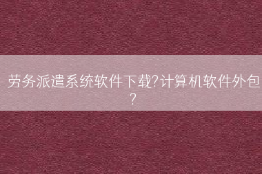 劳务派遣系统软件下载?计算机软件外包?