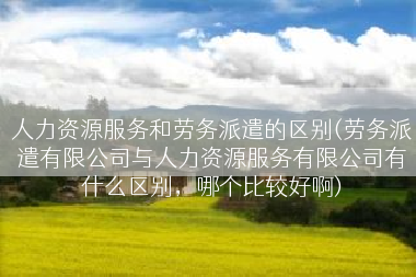 人力资源服务和劳务派遣的区别(劳务派遣有限公司与人力资源服务有限公司有什么区别，哪个比较好啊)