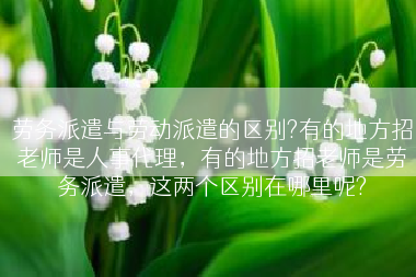 劳务派遣与劳动派遣的区别?有的地方招老师是人事代理，有的地方招老师是劳务派遣，这两个区别在哪里呢?