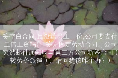 签空白合同,且没给员工一份,公司要支付二倍工资吗(已签无固定劳动合同，公司突然邮件通知叫与第三方公司新签合同（转劳务派遣），请问我该咋个办？)
