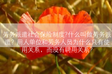 劳务派遣社会保险制度?什么叫做劳务派遣？用人单位和劳务人员为什么只有使用关系，而没有聘用关系?