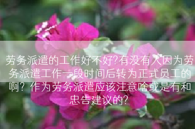 劳务派遣的工作好不好?有没有人因为劳务派遣工作一段时间后转为正式员工的啊？作为劳务派遣应该注意啥或是有和忠告建议的?