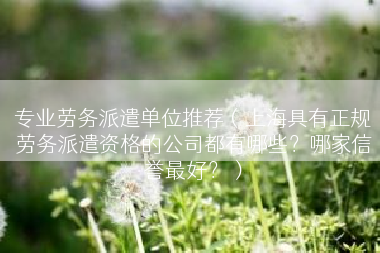 专业劳务派遣单位推荐（上海具有正规劳务派遣资格的公司都有哪些？哪家信誉最好？）